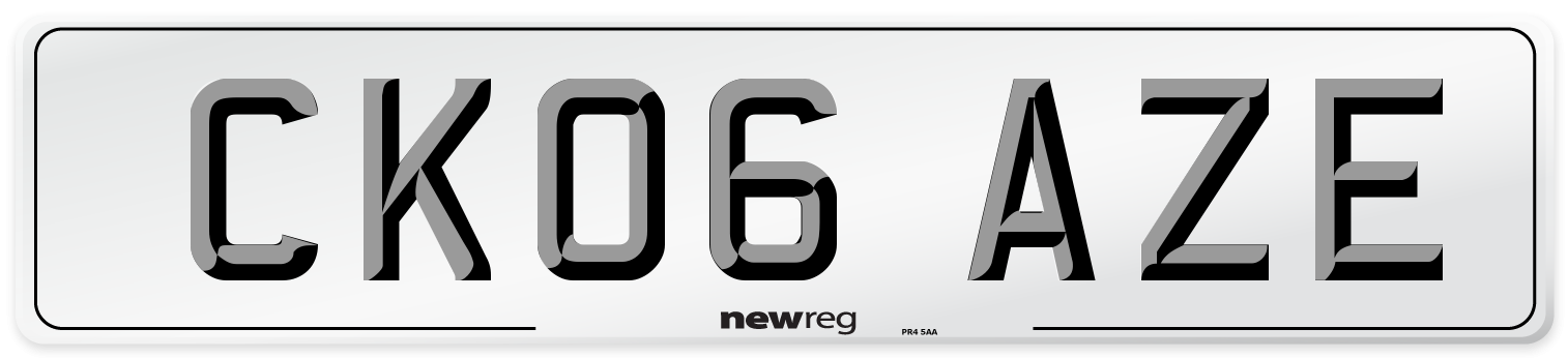 CK06 AZE Number Plate from New Reg